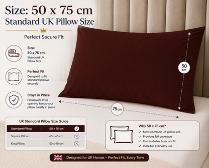 Housewife Polycotton Pillowcases Pair – Luxury Plain Dyed Easy Care Bedding | Night Zone