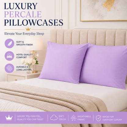 Housewife Polycotton Pillowcases Pair – Luxury Plain Dyed Easy Care Bedding | Night Zone