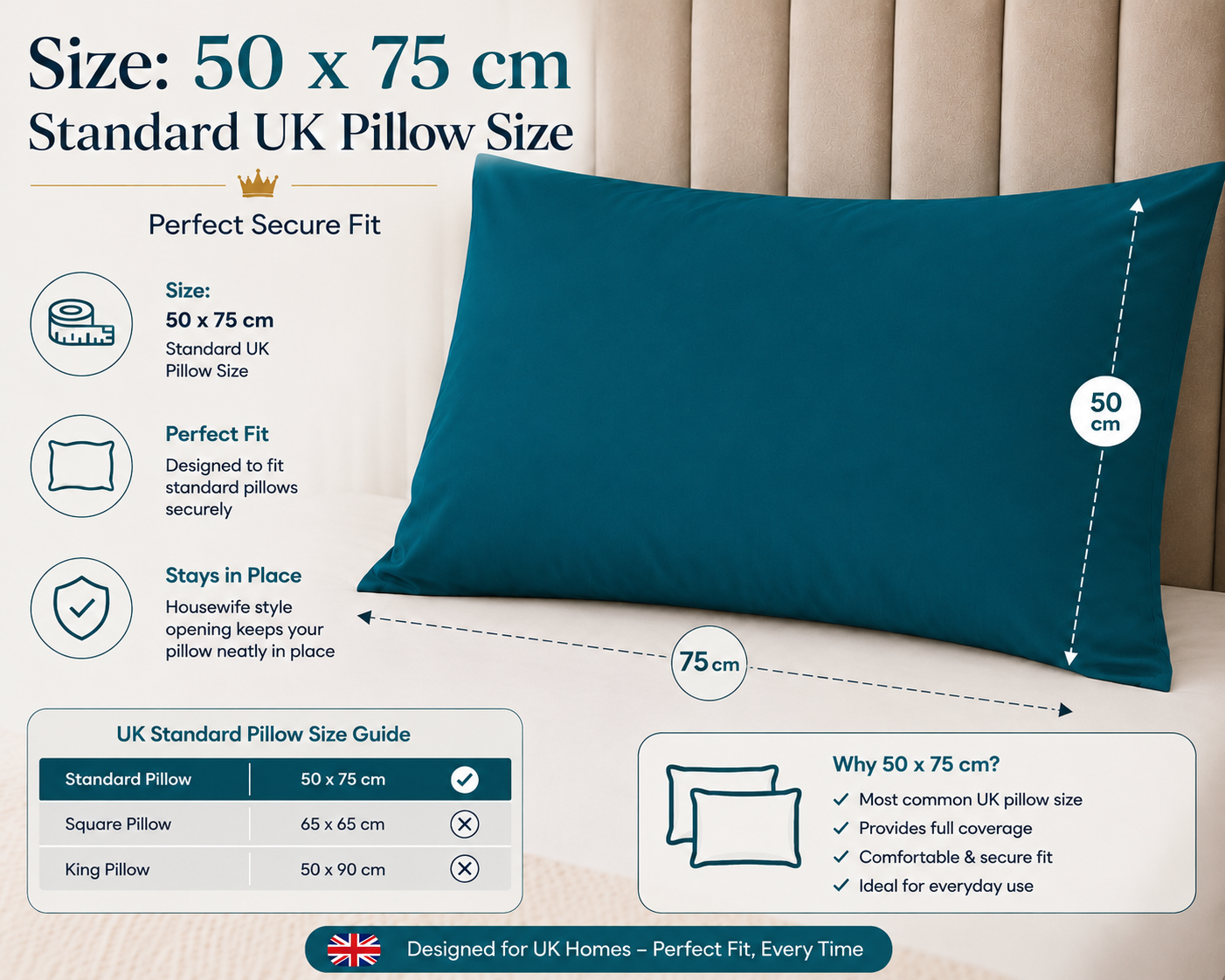 Housewife Polycotton Pillowcases Pair – Luxury Plain Dyed Easy Care Bedding | Night Zone