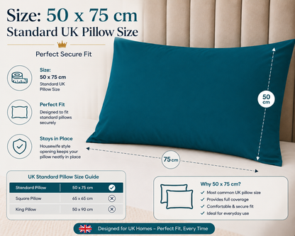 Housewife Polycotton Pillowcases Pair – Luxury Plain Dyed Easy Care Bedding | Night Zone