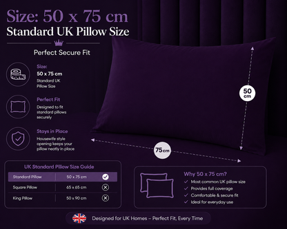 Housewife Polycotton Pillowcases Pair – Luxury Plain Dyed Easy Care Bedding | Night Zone