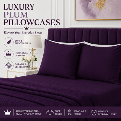 Housewife Polycotton Pillowcases Pair – Luxury Plain Dyed Easy Care Bedding | Night Zone