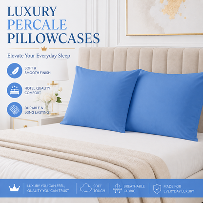 Housewife Polycotton Pillowcases Pair – Luxury Plain Dyed Easy Care Bedding | Night Zone
