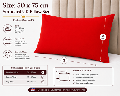 Housewife Polycotton Pillowcases Pair – Luxury Plain Dyed Easy Care Bedding | Night Zone