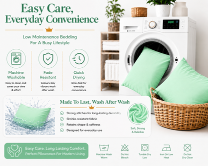 Housewife Polycotton Pillowcases Pair – Luxury Plain Dyed Easy Care Bedding | Night Zone