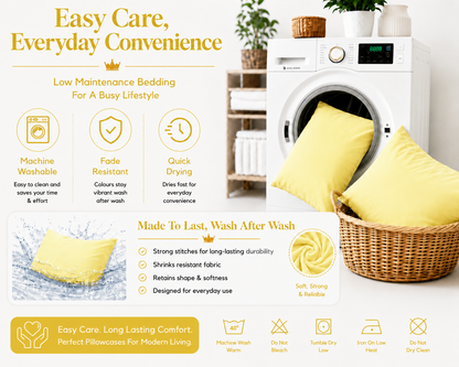 Housewife Polycotton Pillowcases Pair – Luxury Plain Dyed Easy Care Bedding | Night Zone