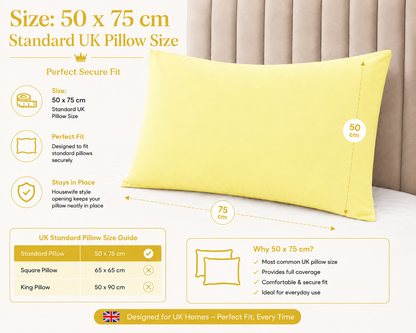 Housewife Polycotton Pillowcases Pair – Luxury Plain Dyed Easy Care Bedding | Night Zone