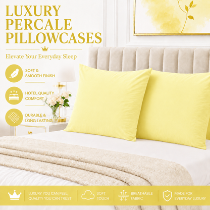 Housewife Polycotton Pillowcases Pair – Luxury Plain Dyed Easy Care Bedding | Night Zone