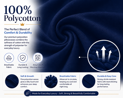 Housewife Polycotton Pillowcases Pair – Luxury Plain Dyed Easy Care Bedding | Night Zone