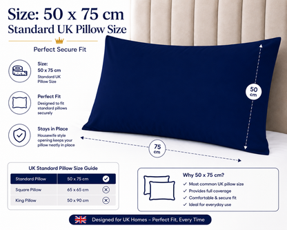 Housewife Polycotton Pillowcases Pair – Luxury Plain Dyed Easy Care Bedding | Night Zone