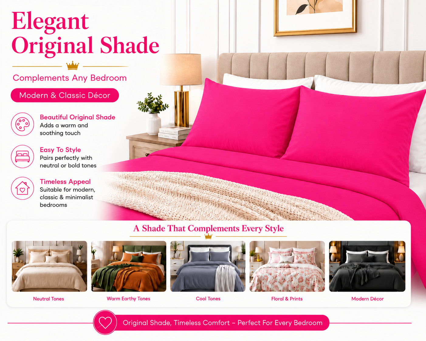 Housewife Polycotton Pillowcases Pair – Luxury Plain Dyed Easy Care Bedding | Night Zone