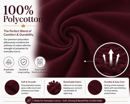Housewife Polycotton Pillowcases Pair – Luxury Plain Dyed Easy Care Bedding | Night Zone