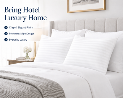 250 Thread Count Stripe Pillowcase Set – 100% Cotton Hotel Quality Bedding | Night Zone