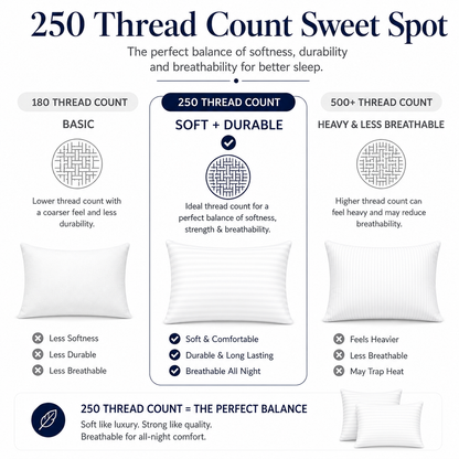 250 Thread Count Stripe Pillowcase Set – 100% Cotton Hotel Quality Bedding | Night Zone