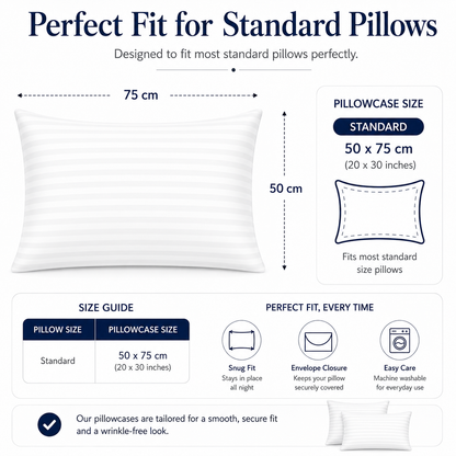 250 Thread Count Stripe Pillowcase Set – 100% Cotton Hotel Quality Bedding | Night Zone