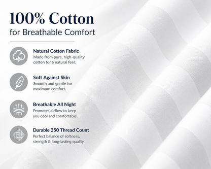 250 Thread Count Stripe Pillowcase Set – 100% Cotton Hotel Quality Bedding | Night Zone