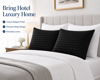 250 Thread Count Stripe Pillowcase Set – 100% Cotton Hotel Quality Bedding | Night Zone