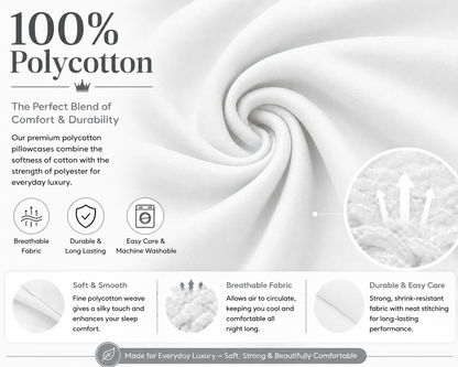 Housewife Polycotton Pillowcases Pair – Luxury Plain Dyed Easy Care Bedding | Night Zone