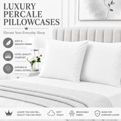 Housewife Polycotton Pillowcases Pair – Luxury Plain Dyed Easy Care Bedding | Night Zone
