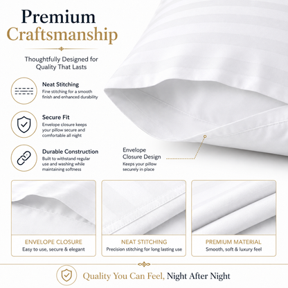 400 Thread Count Egyptian Cotton Stripe Pillow Cases – Hotel Quality Bedding | Night Zone