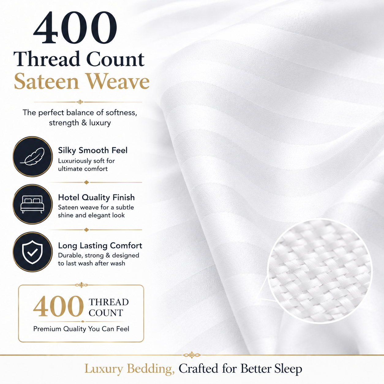 400 Thread Count Egyptian Cotton Stripe Pillow Cases – Hotel Quality Bedding | Night Zone