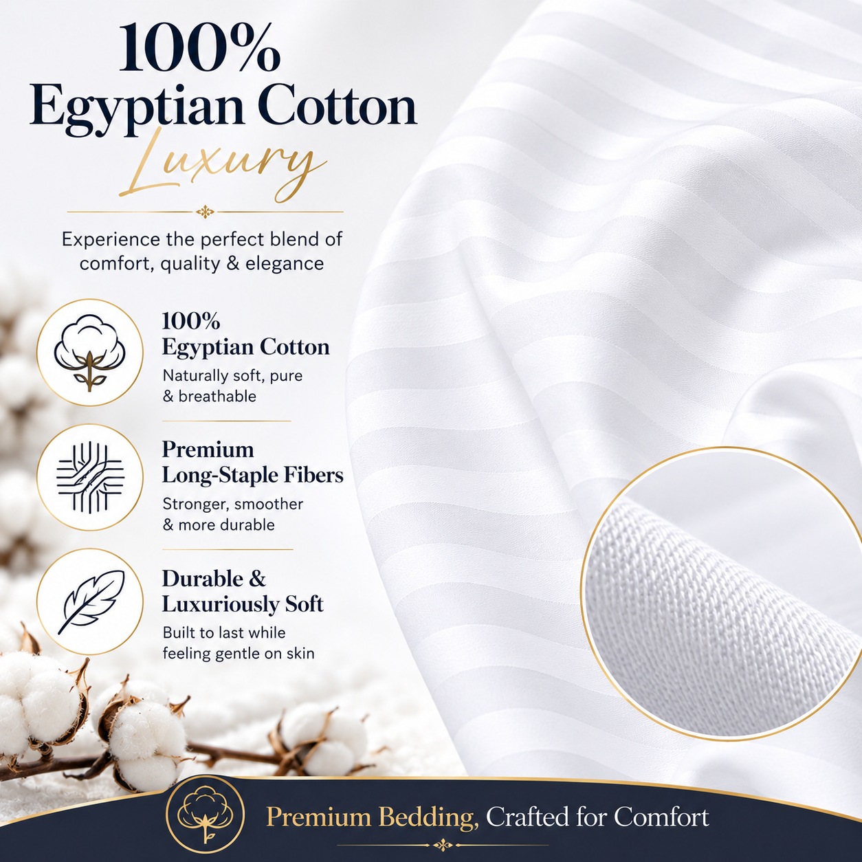 400 Thread Count Egyptian Cotton Stripe Pillow Cases – Hotel Quality Bedding | Night Zone