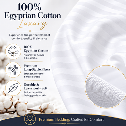 400 Thread Count Egyptian Cotton Stripe Pillow Cases – Hotel Quality Bedding | Night Zone