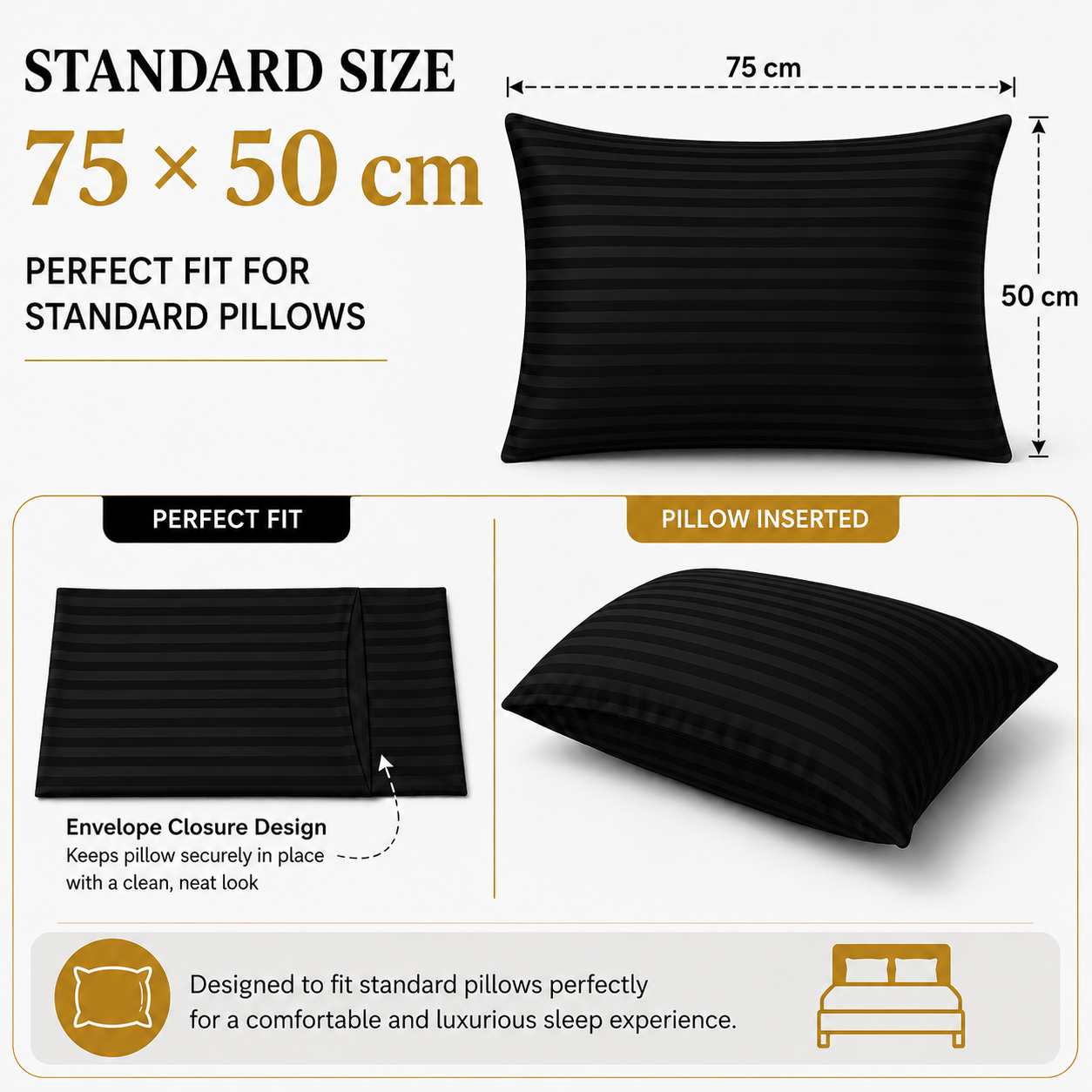 Microfiber Stripe Pillowcase Set of 2 – Soft Hotel Quality Bedding | Night Zone