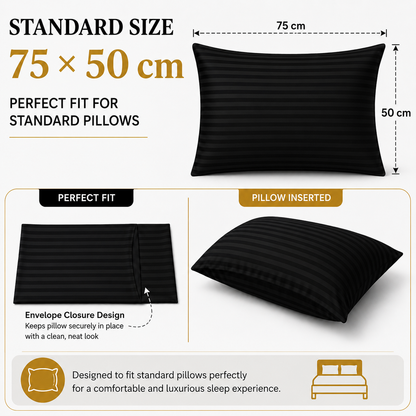 Microfiber Stripe Pillowcase Set of 2 – Soft Hotel Quality Bedding | Night Zone
