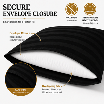 Microfiber Stripe Pillowcase Set of 2 – Soft Hotel Quality Bedding | Night Zone