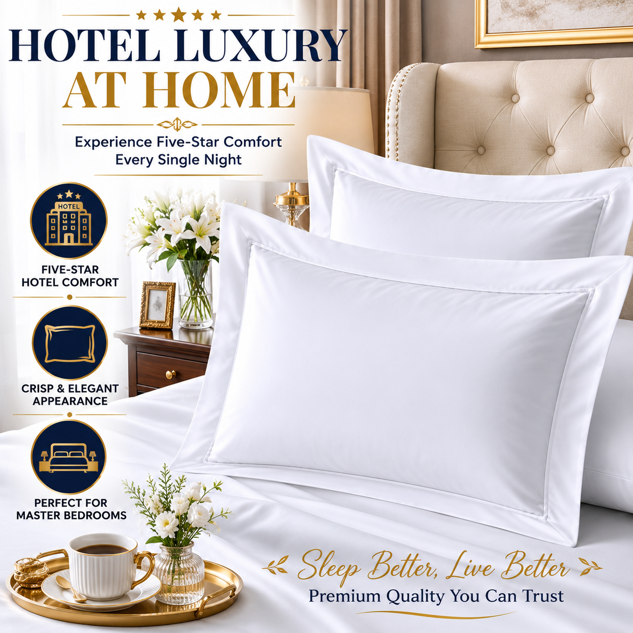 800 Thread Count Egyptian Cotton Pillow Cases – Luxury Hotel Quality Bedding | Night Zone