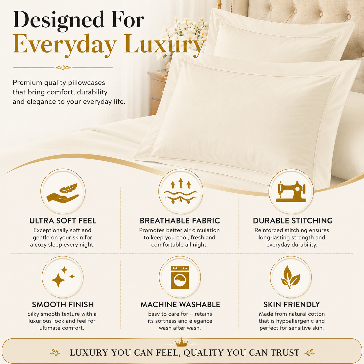 800 Thread Count Egyptian Cotton Pillow Cases – Luxury Hotel Quality Bedding | Night Zone