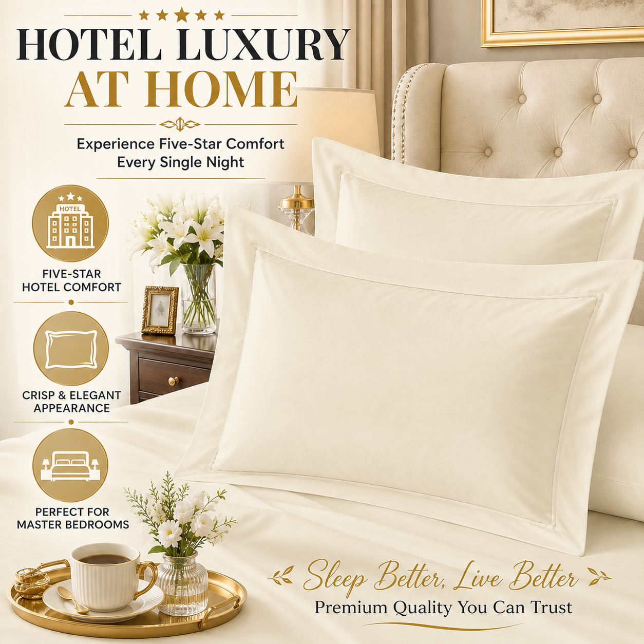 800 Thread Count Egyptian Cotton Pillow Cases – Luxury Hotel Quality Bedding | Night Zone
