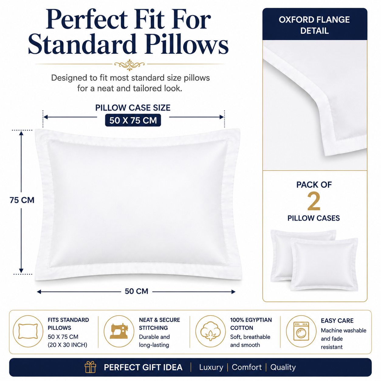 400 Thread Count Egyptian Cotton Pillow Case – Luxury Hotel Quality Bedding | Night Zone