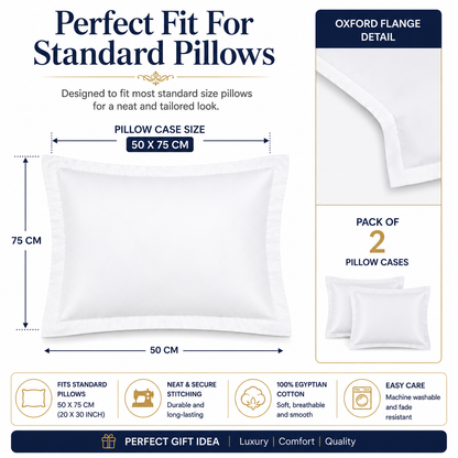 400 Thread Count Egyptian Cotton Pillow Case – Luxury Hotel Quality Bedding | Night Zone