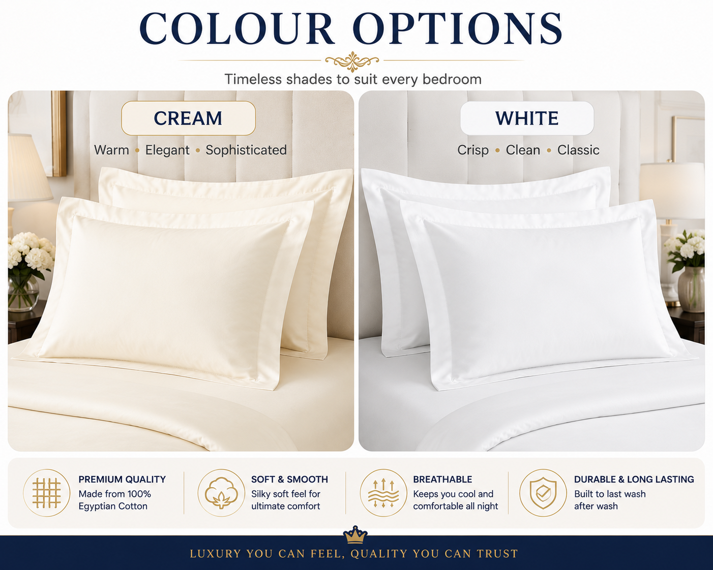 400 Thread Count Egyptian Cotton Pillow Case – Luxury Hotel Quality Bedding | Night Zone