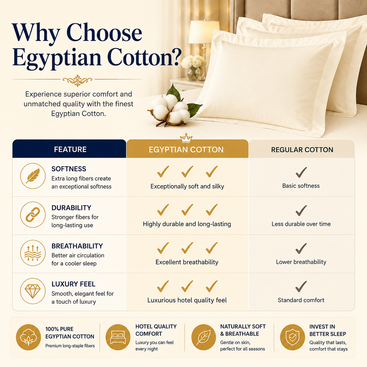 400 Thread Count Egyptian Cotton Pillow Case – Luxury Hotel Quality Bedding | Night Zone