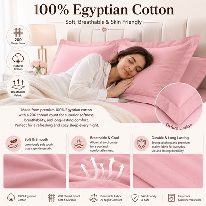 200 Thread Count Egyptian Cotton Pillowcases Pair – Hotel Quality Bedding | Night Zone