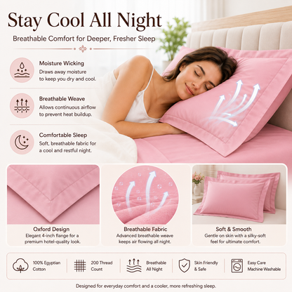200 Thread Count Egyptian Cotton Pillowcases Pair – Hotel Quality Bedding | Night Zone