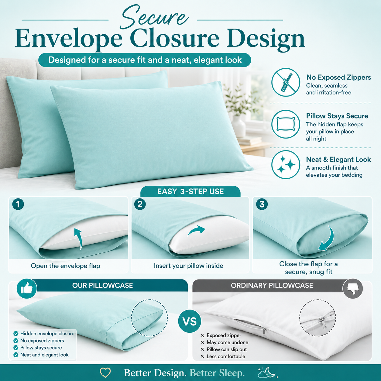 200 Thread Count Egyptian Cotton Pillowcases Pair – Hotel Quality Bedding | Night Zone