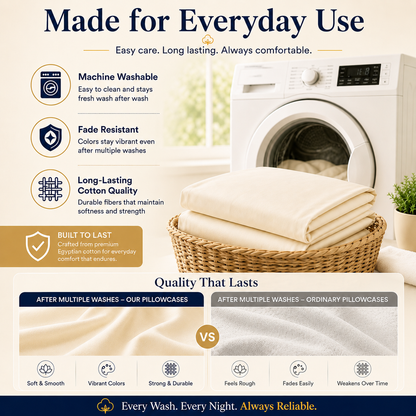 200 Thread Count Egyptian Cotton Pillowcases Pair – Hotel Quality Bedding | Night Zone