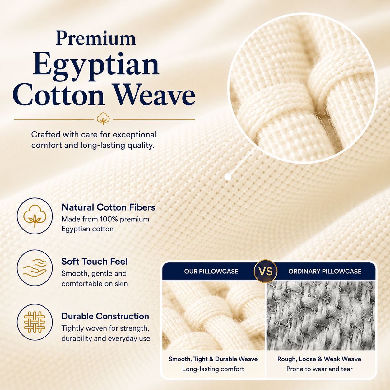 200 Thread Count Egyptian Cotton Pillowcases Pair – Hotel Quality Bedding | Night Zone
