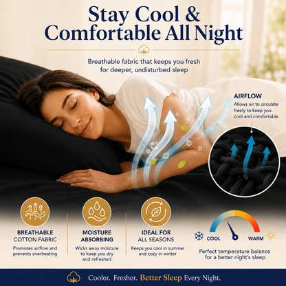 200 Thread Count Egyptian Cotton Pillowcases Pair – Hotel Quality Bedding | Night Zone