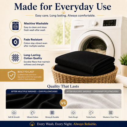 200 Thread Count Egyptian Cotton Pillowcases Pair – Hotel Quality Bedding | Night Zone