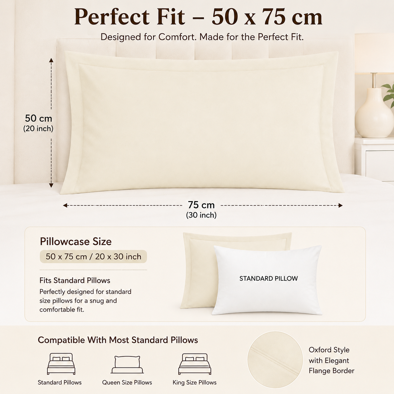 200 Thread Count Egyptian Cotton Pillowcases Pair – Hotel Quality Bedding | Night Zone