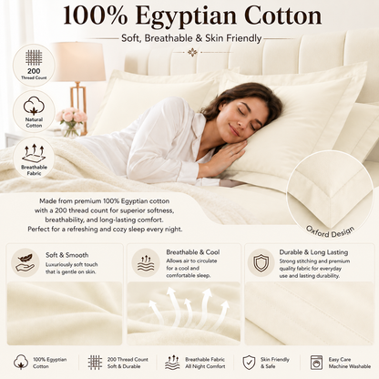 200 Thread Count Egyptian Cotton Pillowcases Pair – Hotel Quality Bedding | Night Zone