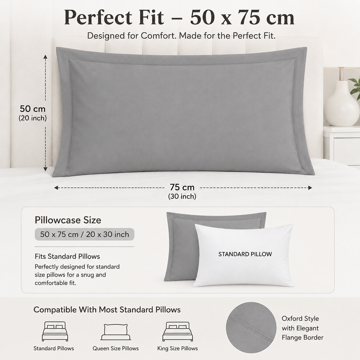 200 Thread Count Egyptian Cotton Pillowcases Pair – Hotel Quality Bedding | Night Zone