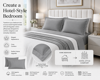 200 Thread Count Egyptian Cotton Pillowcases Pair – Hotel Quality Bedding | Night Zone