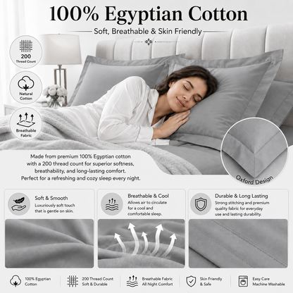 200 Thread Count Egyptian Cotton Pillowcases Pair – Hotel Quality Bedding | Night Zone