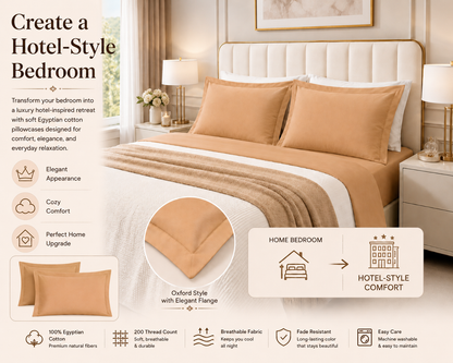 200 Thread Count Egyptian Cotton Pillowcases Pair – Hotel Quality Bedding | Night Zone
